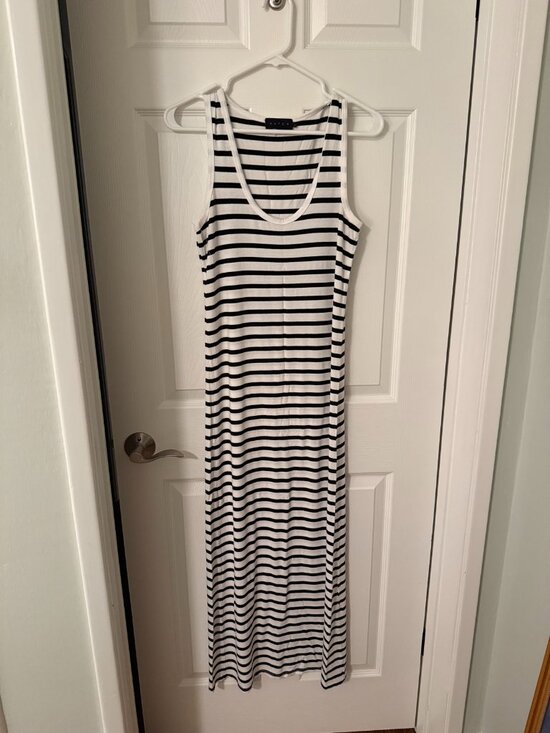 Hatch Dresses & Skirts - HATCH Long Body Maternity Tank Dress - Black White Stripe, Size S